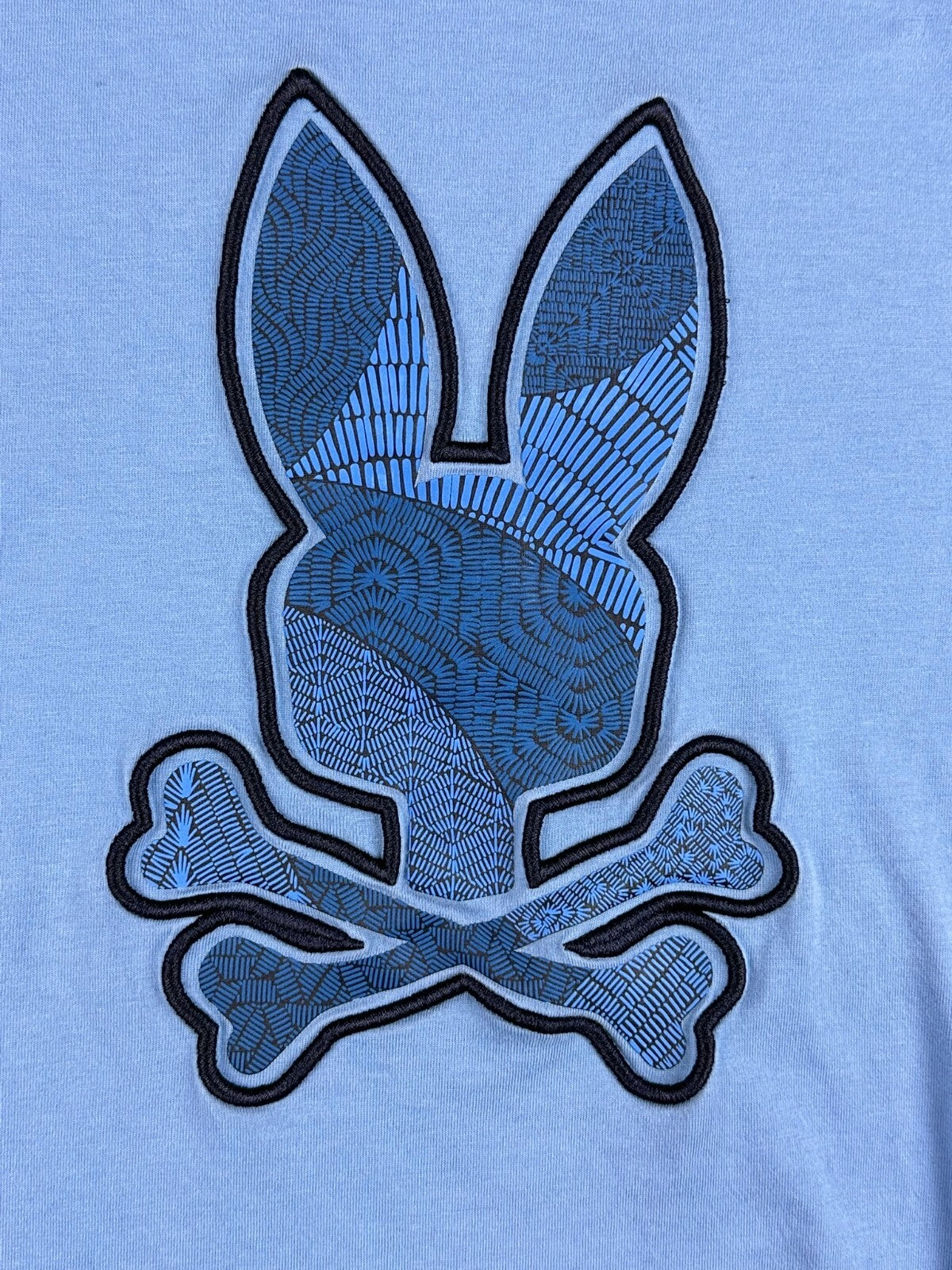 Psycho Bunny Mens M Light Blue Pima Cotton Big Logo T-Shirt Size 5 Medium