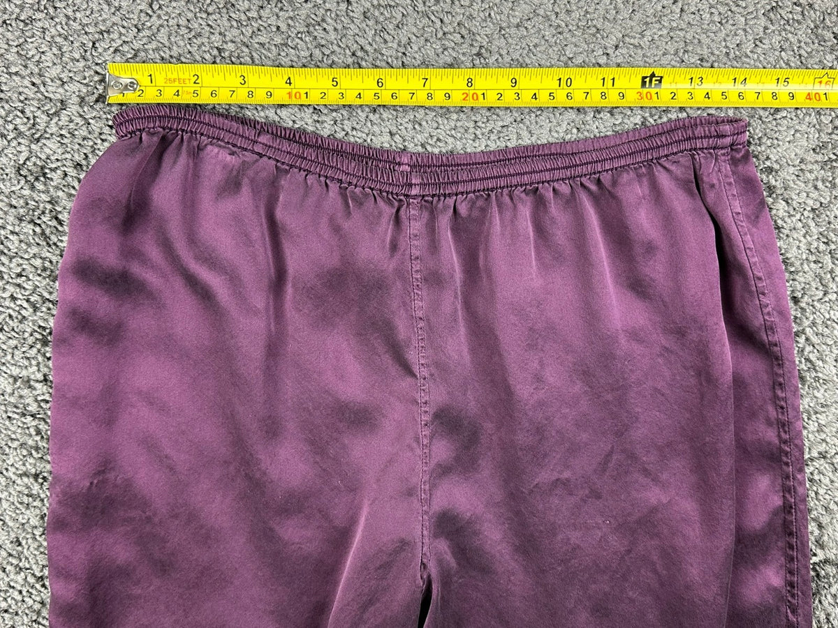 Citron Santa Monica Womens Silk Pants Small Purple Elastic Waist Trousers