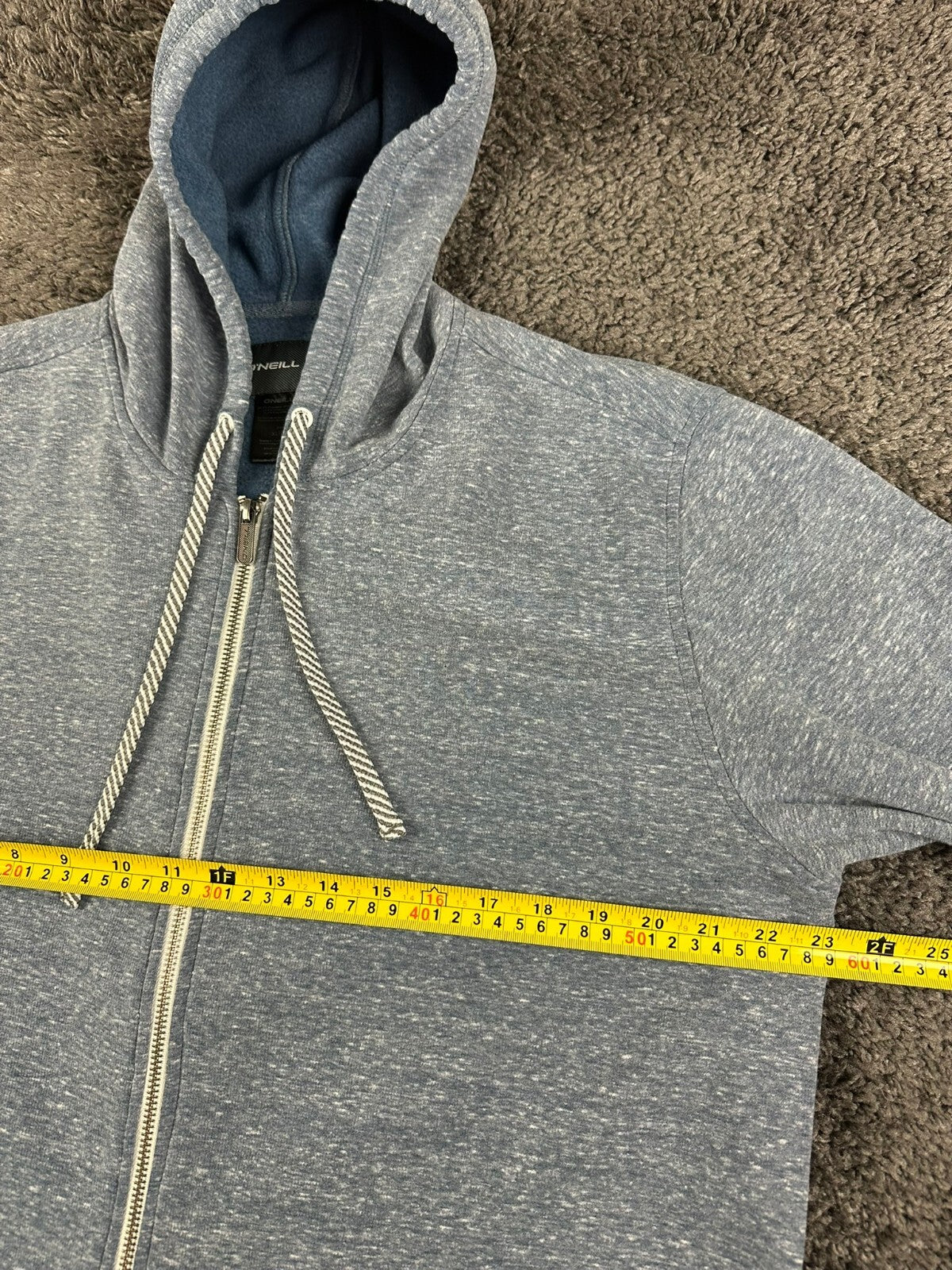 O'Neill Mens XL Full Zip Hoodie Blue Heathered Fleece Sweatshirt Jacket Surf