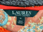 Lauren Ralph Lauren Womens M Orange Paisley Keyhole Sleeveless Top Blouse