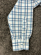 Lands End Mens Large 16-16.5 L Stretch Plaid Button Down Shirt Blue Check Egypt
