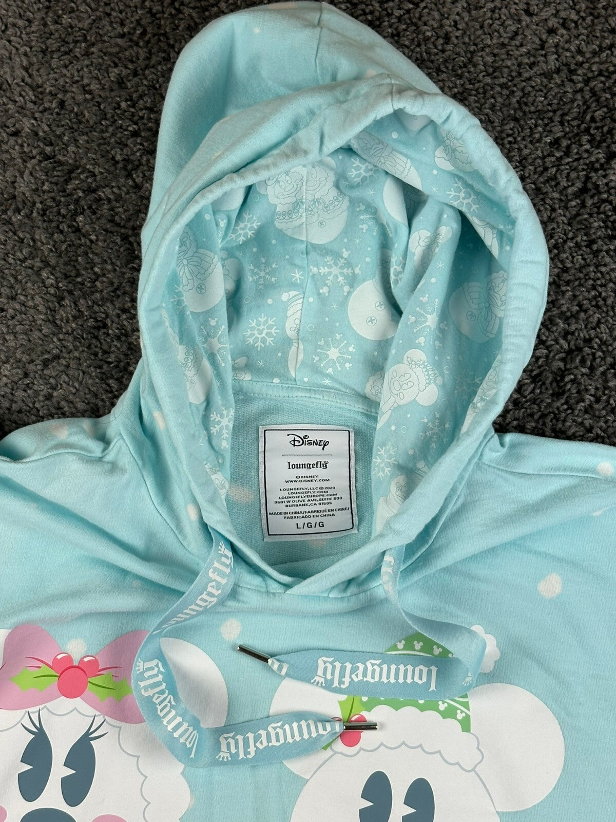 Disney Loungefly Snowman Hoodie Unisex Mickey Minnie Donald Daisy Christmas Sz L