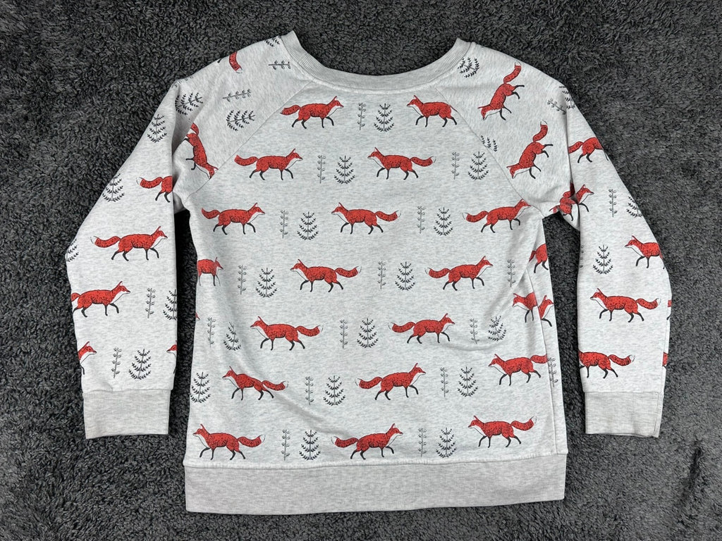 L.A. Soul Sweatshirt Womens M/L Gray Woodland Fox Print Crewneck