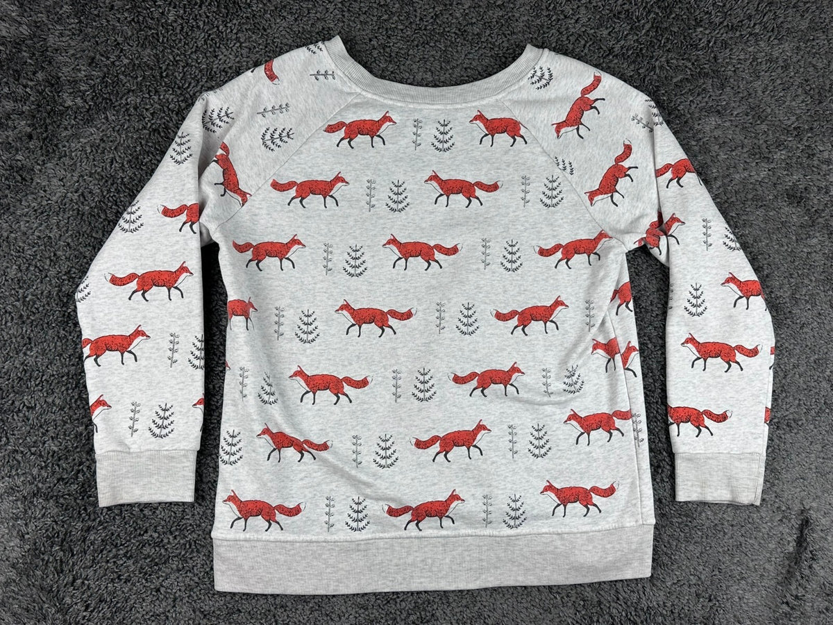 L.A. Soul Sweatshirt Womens M/L Gray Woodland Fox Print Crewneck