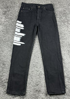 Vintage Levis 505 Jeans Mens 34x30 Black Made In USA Painted Distressed Grunge