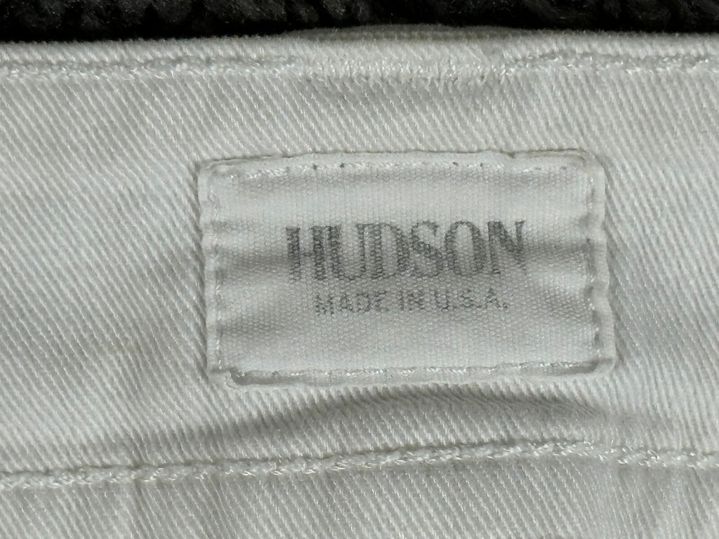 Hudson Womens Size 30 White Stretch Denim Bootcut Jeans Double Button