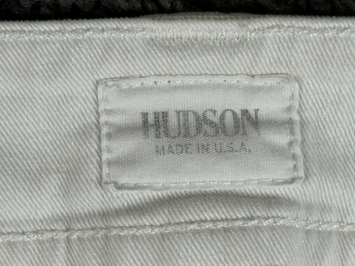 Hudson Womens Size 30 White Stretch Denim Bootcut Jeans Double Button