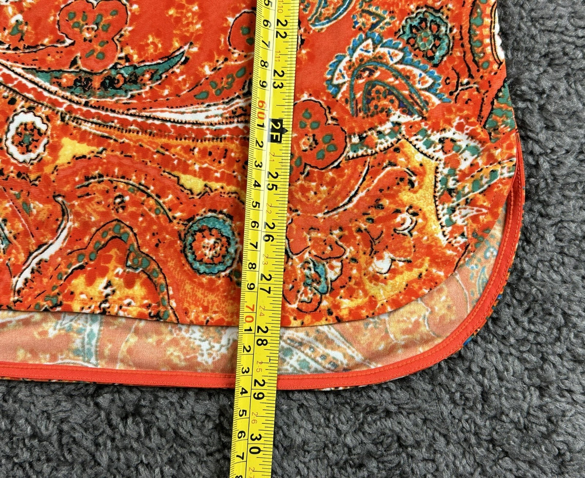 Lauren Ralph Lauren Womens M Orange Paisley Keyhole Sleeveless Top Blouse