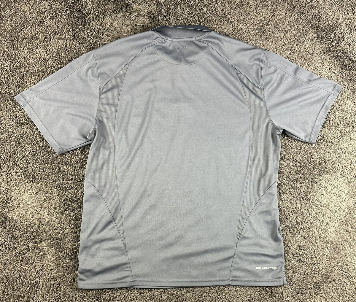 Ariat TEK Heat Series Polo Shirt Mens XL Gray Short Sleeve Equestrian Workwear