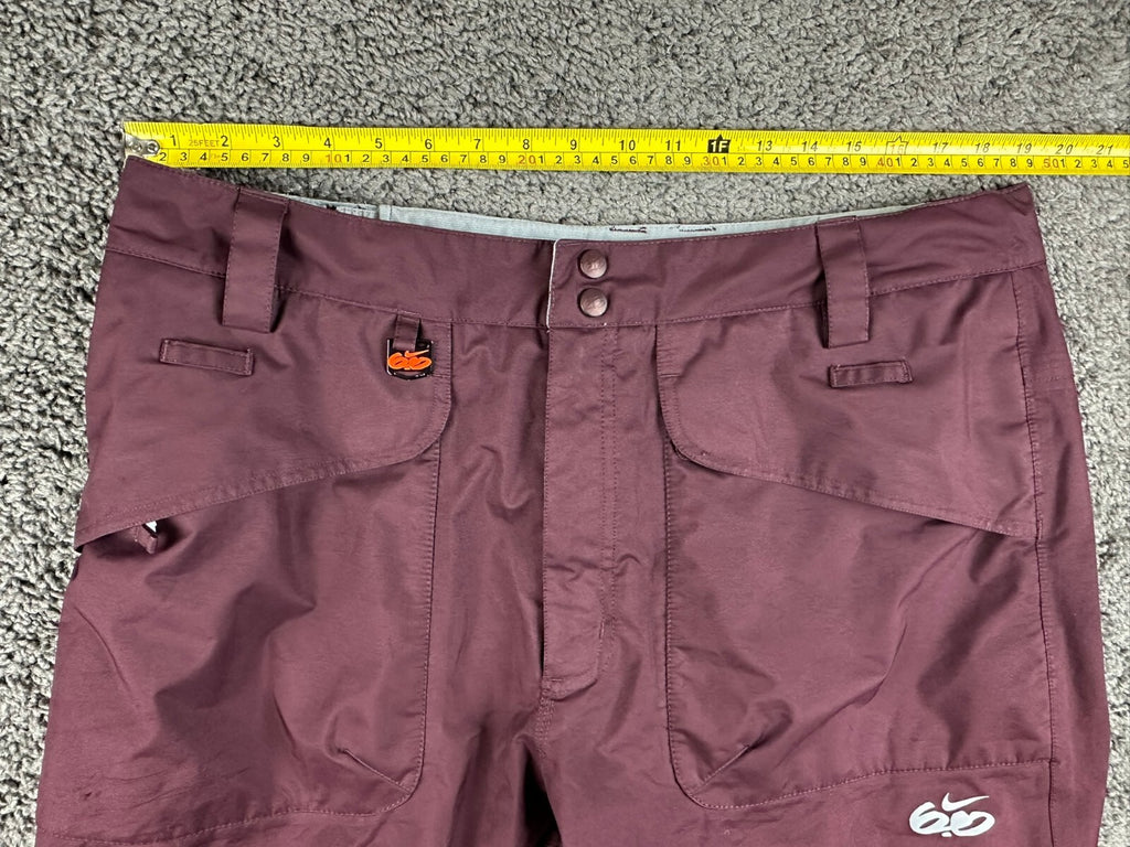 Nike 6.0 Mens L Burgundy Cargo Snowboard Ski Pants Vented Zip Hem Y2K