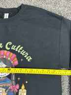 Viva La Cultura Dia De Los Muertos Sweatshirt Mens M Black Sugar Skull Graphic