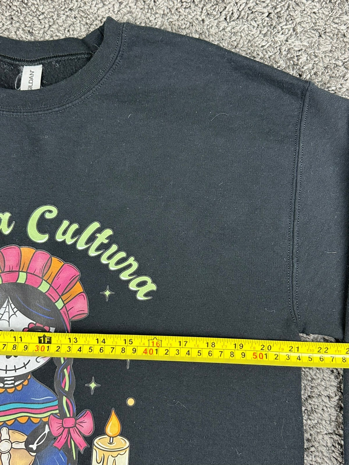 Viva La Cultura Dia De Los Muertos Sweatshirt Mens M Black Sugar Skull Graphic