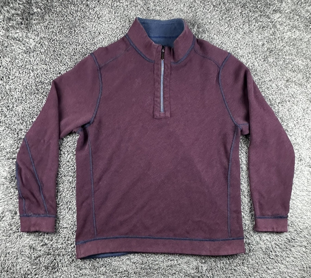 Tommy Bahama Quarter Zip Pullover Mens XL Reversible Blue Burgundy Marlin