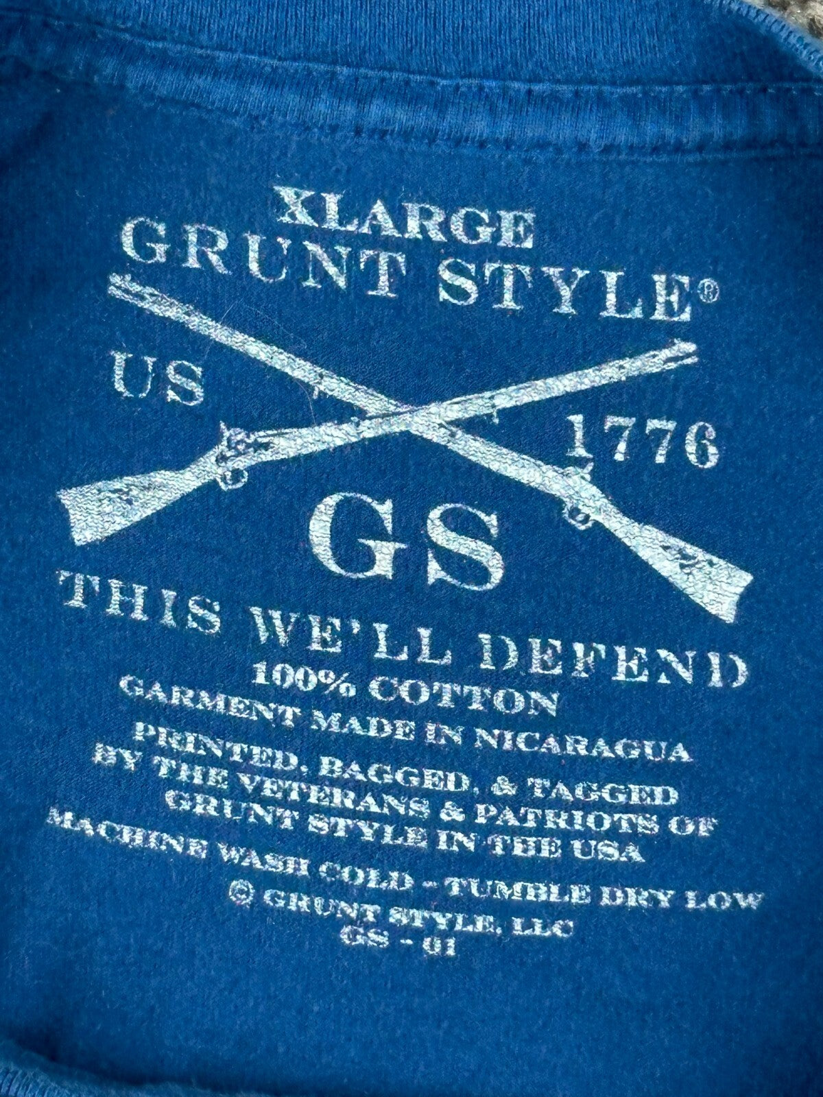 Grunt Style Uncle Sam's Beach Resorts T-Shirt Men Blue Patriotic Flag Tee Sz XL