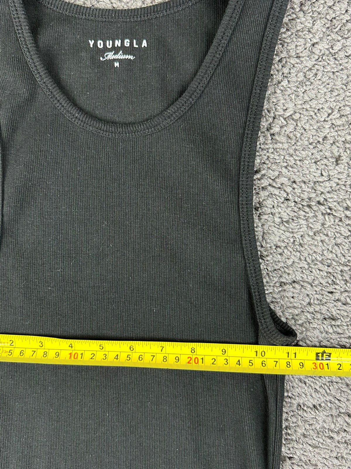 YoungLA Mens M Black Wife Lover Ribbed Tank Top Model 340 Fitness Gym Shirt