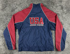 Vintage 90s Jammin Mens L USA Armed Forces Sports Track Jacket Navy Red USA Made