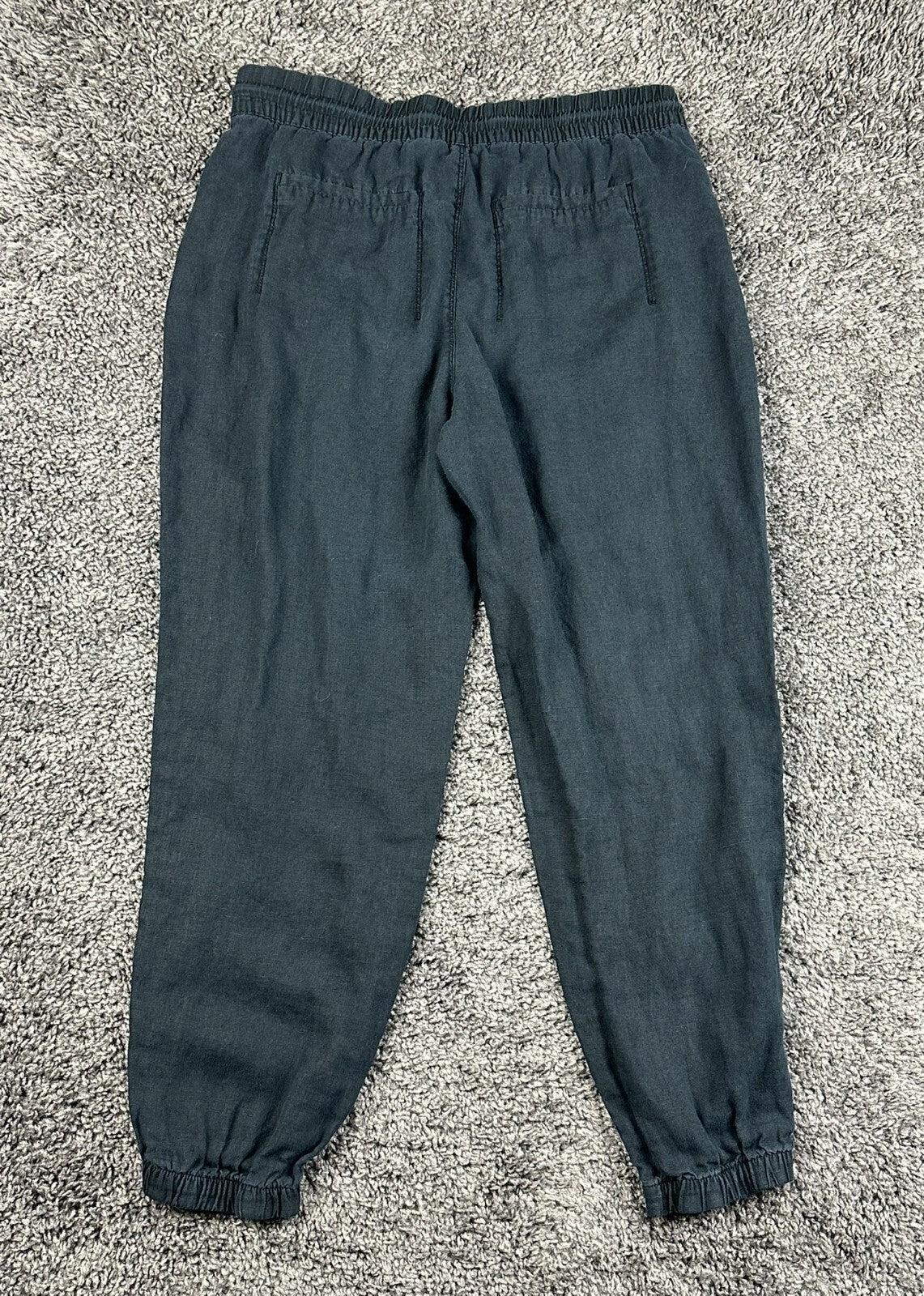 Athleta Womens Medium Black 100% Linen Pull On Jogger Pants Casual Trousers