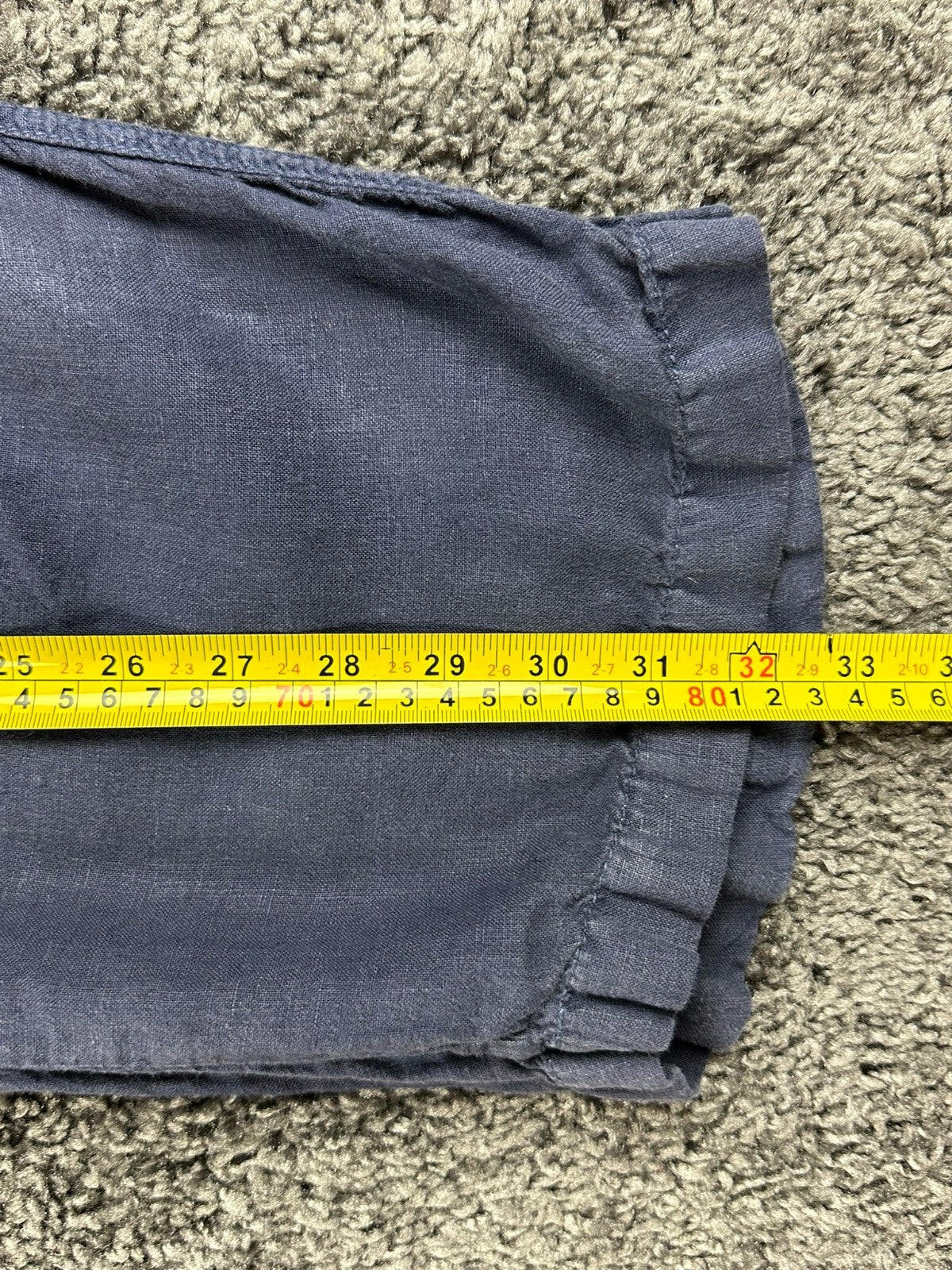Caslon Womens S 100% Linen Wide Leg Pants Elastic Drawstring Navy Blue Nordstrom