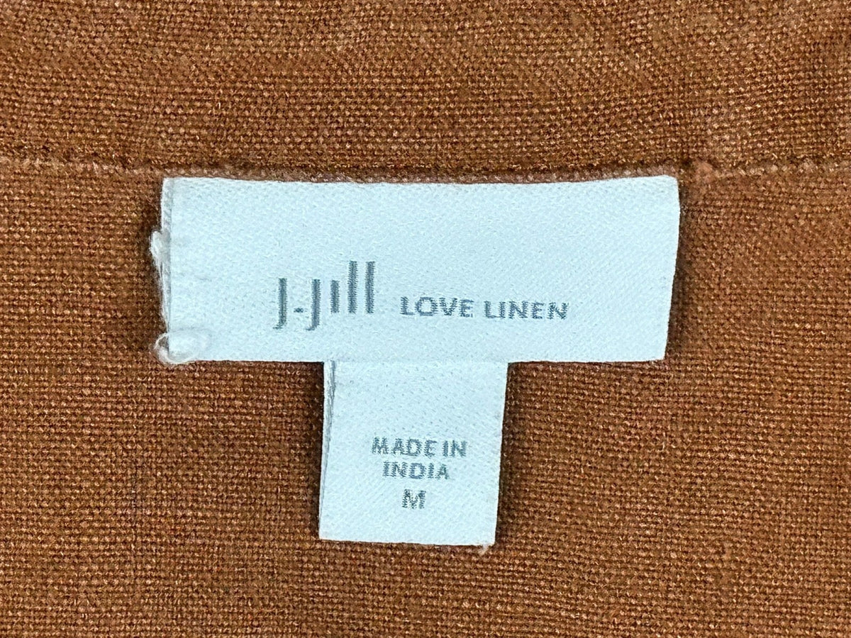 J Jill Love Linen Womens Medium Rust Long Sleeve Button Up Overshirt