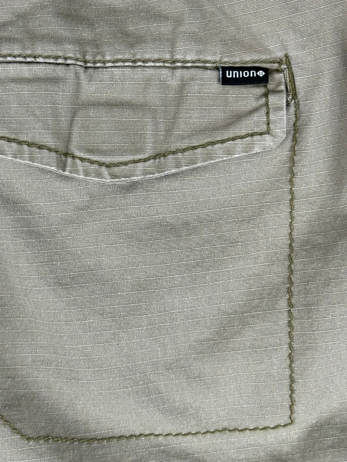 Union Mens M Khaki Stretch Cargo Jogger Pants Zipper Pockets