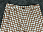 Billabong Womens Brown Checkerboard Diamond High Rise Linen Blend Pants Sz 25