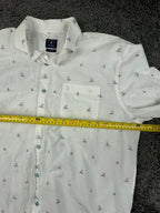 Johnnie-O Top Shelf Faber Shirt Mens White Sailboat Cotton Linen Button Up Sz XL