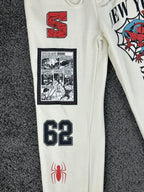 Marvel Spider-Man Origins 1962 Mens S Off White Graphic Jogger Sweatpants