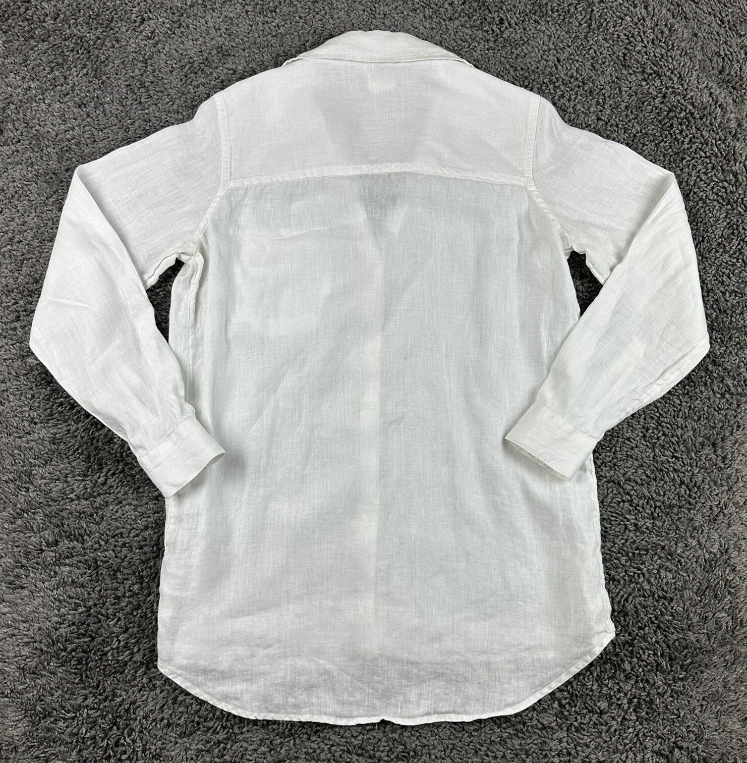 Sigrid Olsen 100% Linen Long Sleeve Shirt Womens White Button Down Roll Tab XS