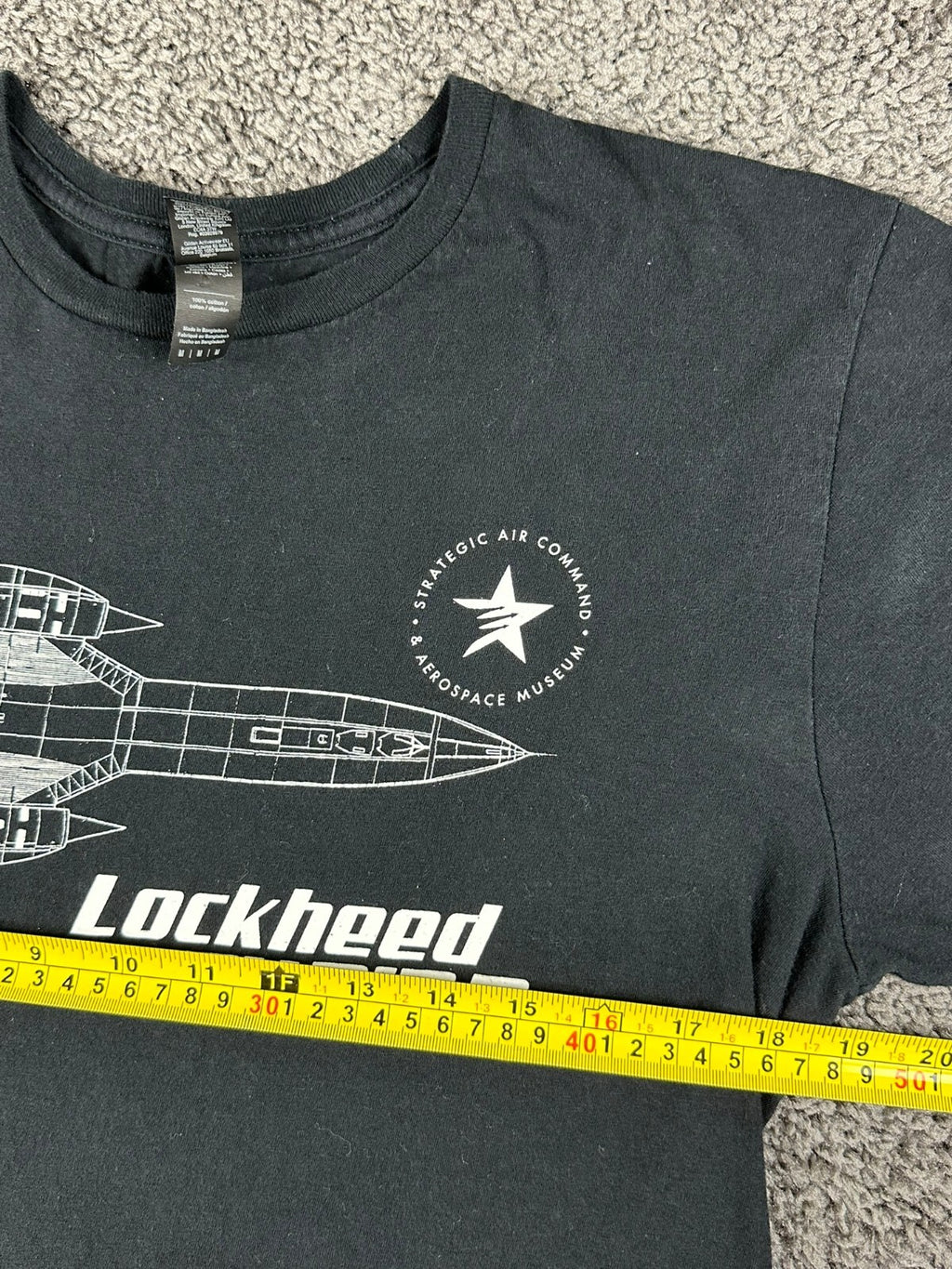 Strategic Air Command Museum Mens M Black Lockheed SR-71 Blackbird Graphic Shirt