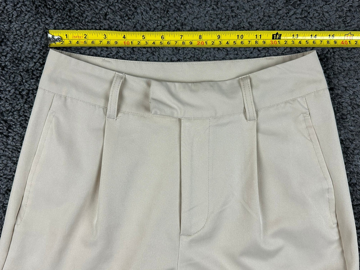 Contempo Wide Leg Trousers Womens Medium Beige High Waisted Pleated Front