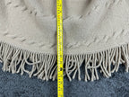 Lands End Womens Beige Cable Knit Wool Blend Fringe Poncho Cape Sweater S/M