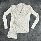 AllSaints Womens Size S Drina 100% Merino Wool Beige Asymmetric Zip Cardigan Top