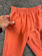Rhythm Womens Linen Blend Wide Leg Pants Orange Sz 2 Floral Embroidered Pull On