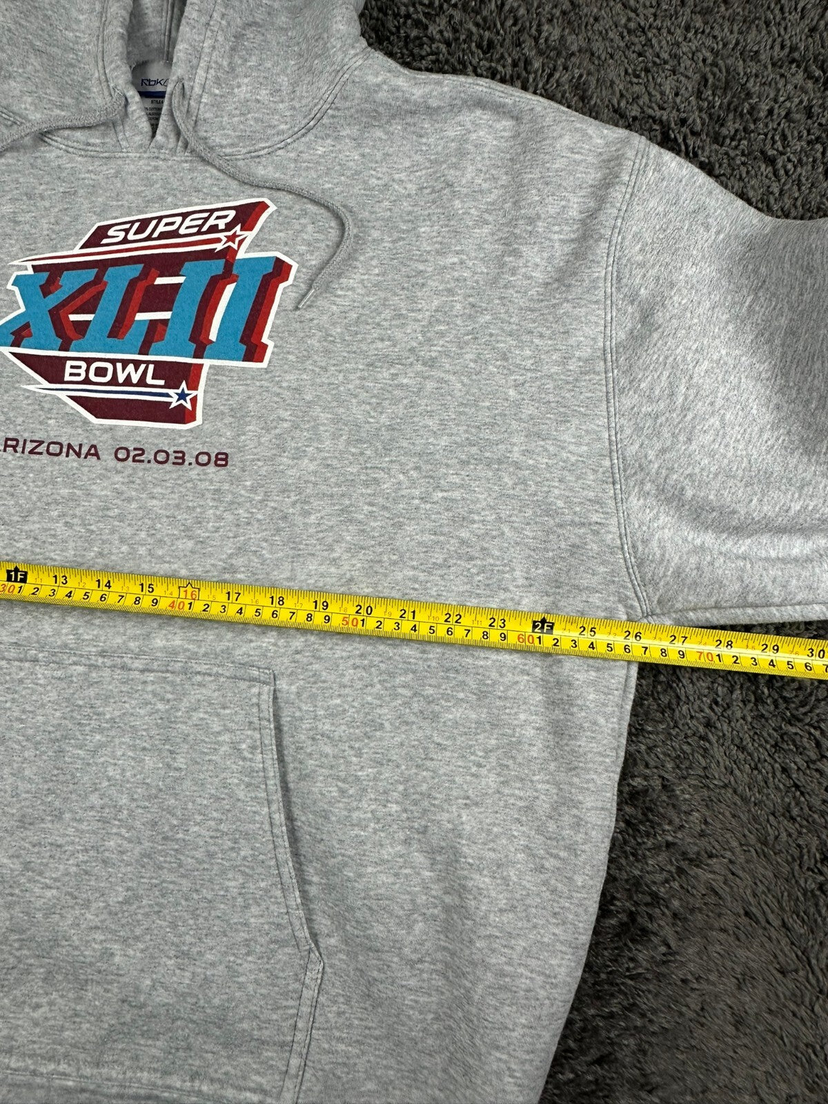 Reebok Super Bowl XLII 2008 Hoodie Mens Gray Giants Patriots NFL Vintage Sz XL