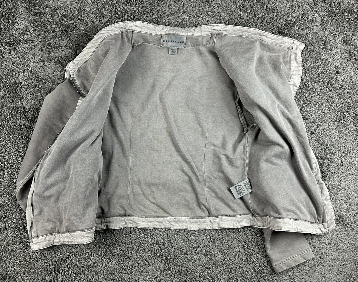 Anthropologie Marrakech Asymmetrical Moto Jacket Womens M Gray Twill Knit Full