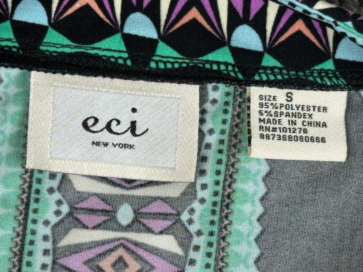 ECI New York Dress Womens S Small Black Multi Geometric Paisley Stretch NWT