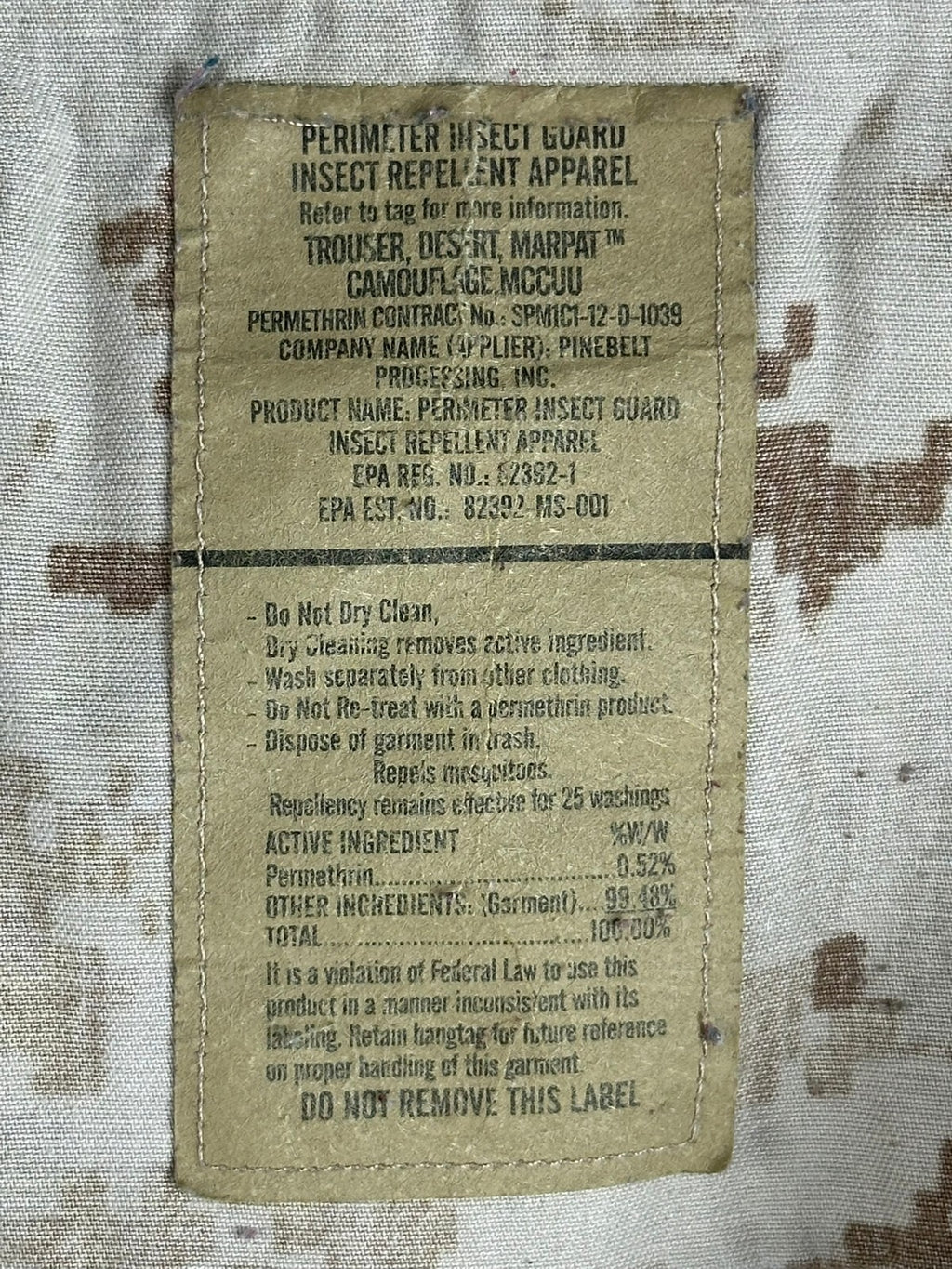 USMC Desert Marpat MCCUU Trousers Medium Long Permethrin Insect Guard