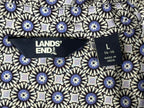 Lands End Womens L 14-16 Blue Geometric Floral Sleeveless Tunic Top