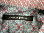 Hammer Made Mens Shirt 42 16.5 Large Floral Damask Print Long Sleeve Cotton Blue