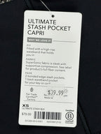 Athleta Ultimate Stash Pocket Capri Leggings Women XS Black High Rise NWT