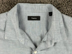 Theory Men Murray Linen Blend Shirt Short Sleeve Light Blue Button Up Sz XL