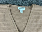 Nordstrom Women Wool Blend V-Neck Dolman Sweater Tan Camel Ribbed Pullover Sz S