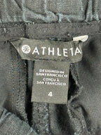 Athleta Womens 4 Black Cabo Linen Wide Leg Pants Casual Summer Beach Resort