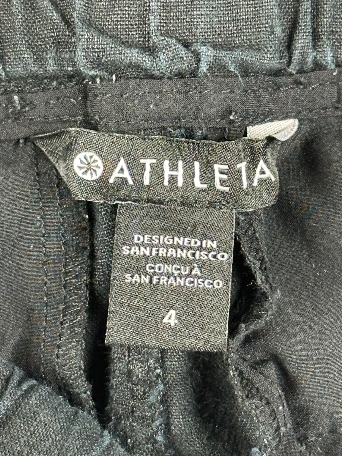 Athleta Womens 4 Black Cabo Linen Wide Leg Pants Casual Summer Beach Resort