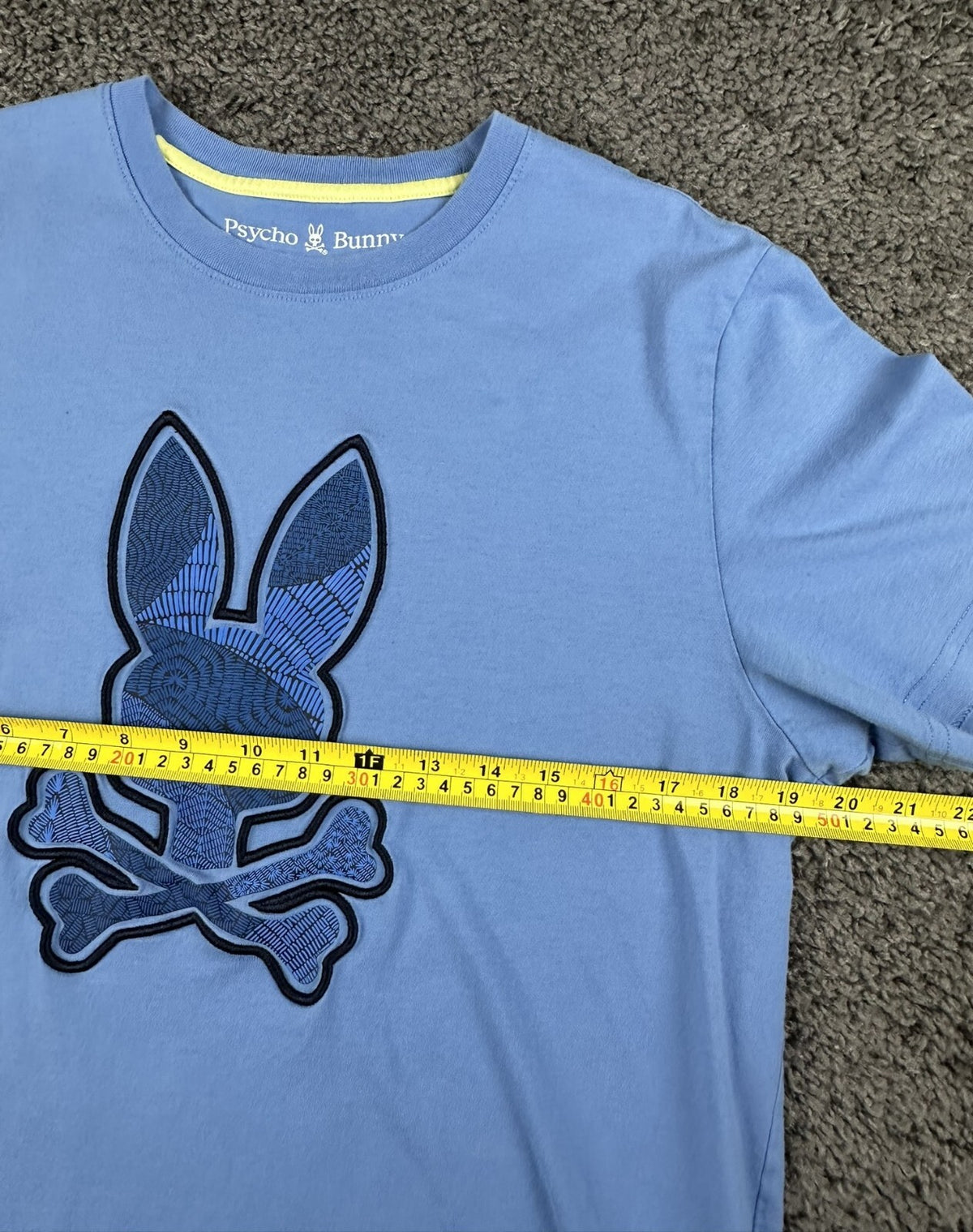 Psycho Bunny Mens M Light Blue Pima Cotton Big Logo T-Shirt Size 5 Medium