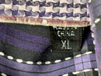 Bugatchi Uomo Mens XL Black Purple Plaid Long Sleeve Button Up Shirt Casual Top