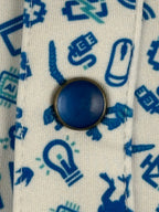 Intel Corporate Promotional Mens L White Blue Tech Print Polo Shirt