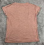 prAna Foundation Short Sleeve Cap Sleeve T Shirt Womens Medium M Pink Heathered