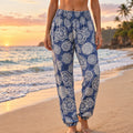 Lotus and Luna Harem Pants Womens S/M Blue Mandala Boho Smocked Jogger