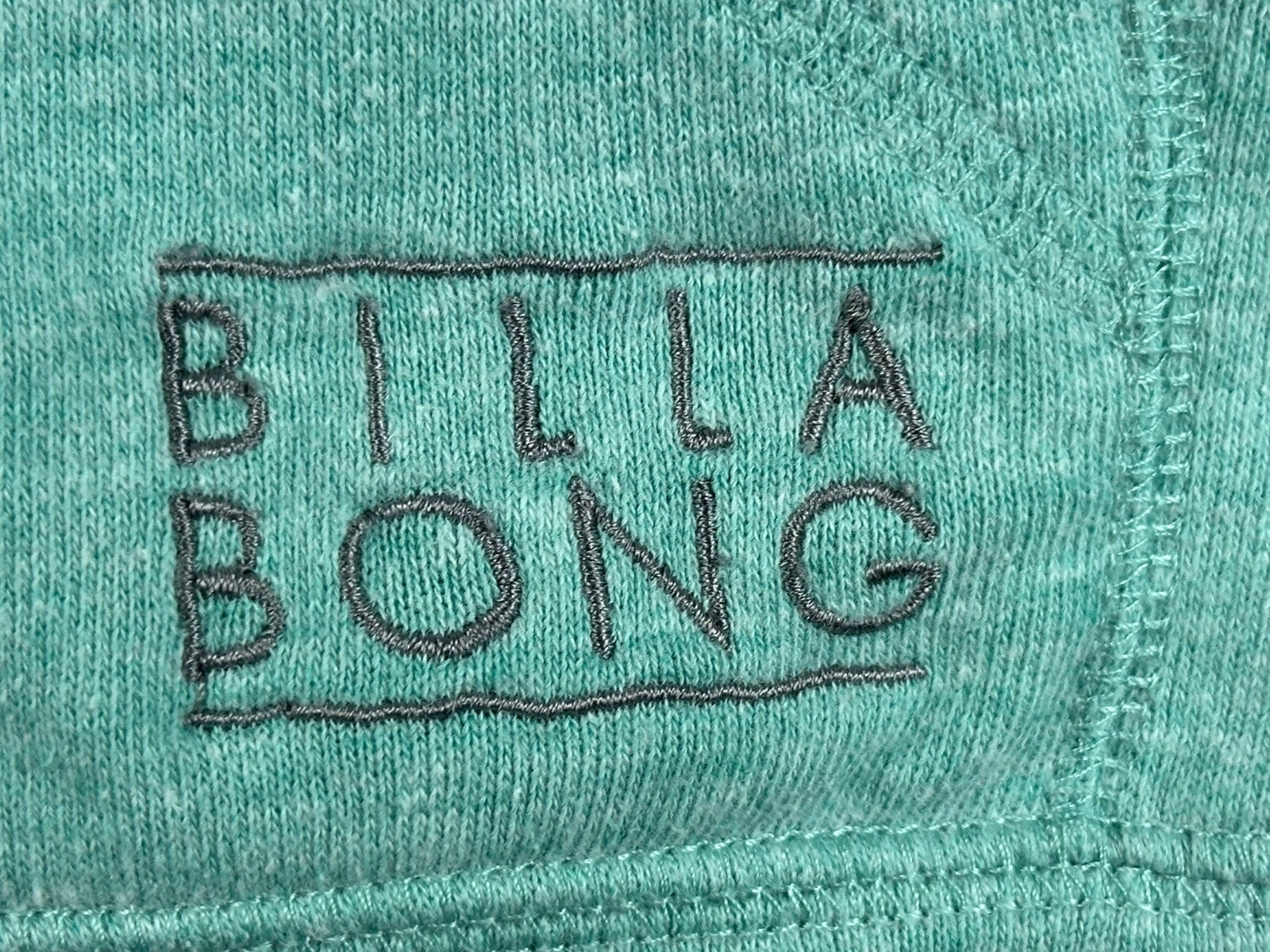 Billabong Womens Hoodie Teal Gray Colorblock Raglan Pullover Sweatshirt Sz Small